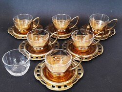 Art deco unmarked (argentor?) glass-lined copper chalice set