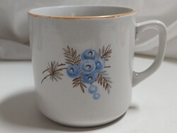 Zsolnay porcelán kék bogyó mintás nagyobb bögre, pajzspecsétes
