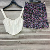 Fb Sister virágmintás szoknya, Prettylittlethings fehér croptop szett S