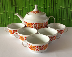RETRO RITKA MINTÁS ALFÖLDI PORCELÁN 5 SZEMÉLYES TEÁS KÉSZLET
