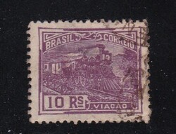 1920 Brazília 10 rs Régi Bélyeg Vasutak / Gőzmozdony