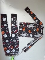 Hosszú ujjú  pizsama szett vékony kisfiúnak múmiás, tökös, Halloween 122-128   6-8 év újszerű
