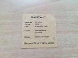 50 Forint 1968 Semmelweis certifikát