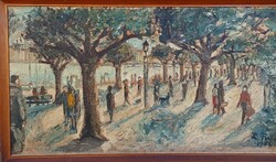 HATALMAS "PINTÉR" SVÁJCI SÉTÁLÓUTCA FESTMÉNY