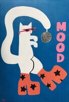 Disco cat c. Modern cicás festmény