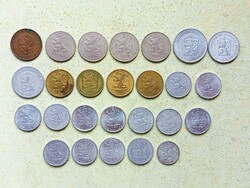 Csehszlovákia 26 db Különböző Érme 1 10 20 50 Halierov Haller 1953-1989
