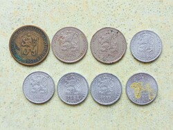 Csehszlovákia 8 db Különböző Érme 10 50 Halierov Haller 1 Korona 1962-1989