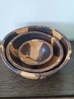 Handcrafted Rustic Ceramic Bowls with Abstract Pattern - Set of 3