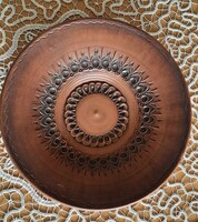 Korondi festett-mázas kerámia, falitányér, 32 cm átmérőjű
