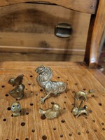 Extremely beautiful miniature animals made of bronze: rabbit, pelican, owl, bird, camel, rooster.