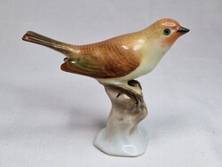 Ritka, Herendi, gyönyörű festésű, porcelán, énekes madár figura, hibátlan állapotban, 7 cm. magas
