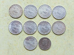 Magyarország 10 db Különböző Érme 5 10 Fillér 1959-1989