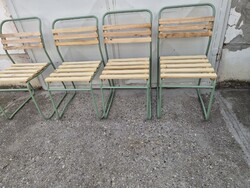 Retro csővázas kerti székek régi vendéglátos székek rakásolható éttermi székek szánkotalpas strand s