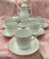 SOHA NEM HASZNÁLT! VITRIN ÁLLAPOT! Herendi porcelán fehér - arany mintás 6 személyes kávés készlet