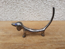Vintage Silver-Plated Metal Dachshund Ring Holder