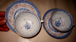 2 Keleti  porcelán csésze és tányér