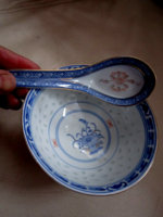 Keleti  porcelán tálka rizses