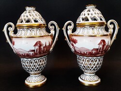 Antik német empire stílusú August Bauscher (Weiden) urnavázs- / aromavázapár