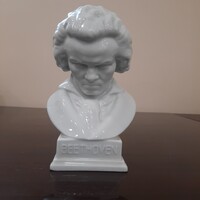 Fehér Herendi porcelán Beethoven figura, büszt, mellszobor
