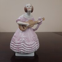 Herendi porcelán rózsaszín ruhás Déryné figura 1.oszt.