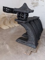 Minimál Fekete 60cm Egzotikus kertépítő Kő lámpa  szikla  kerti tó pagoda műkő szobor