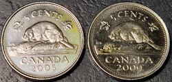 Kanada 5 cent, 2 db 2005., 2009.