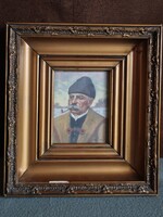 Id. Czene Béla: Pipázó öreg – Eredeti, szignózott olajfestmény