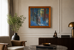 1963-as Műcsarnoki kiállítási címke  80x80-as + keret