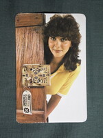 Kártyanaptár,Elzett zárak,Vasvill üzletek,női modell, 1984   (licites)