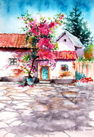 Kovács Anna Brigitta: Summer atmosphere V-  watercolor painting - Nyári hangulat V