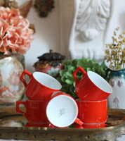 Zsolnay porcelán, pajzspecsétes kávés csészék, 5 db együtt