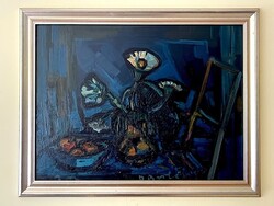 LEÁRAZVA KÉPCSARNOKOS D. Borbély Gizella (1920-1994) Almák 60x80cm + keret
