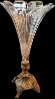 Monumentális XIX. századi francia kristályváza bronz talppal – Napoléon III stílus – 32 cm – kastély