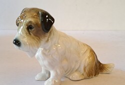 Ens Volkstedt porcelán foxterrier kutya figura német jelzett porcelán 1950-es évek VITRIN ÁLLAPOT