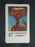 Kártyanaptár,Kecskemét,MOKÉP,mozi,E.T. A földönkivüli film,grafikai, 1984   (licites)