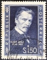 A981p / Ausztria 1953 Hugo Wolf zeneszerző bélyeg pecsételt