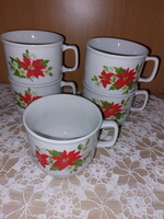 Zsolnay porcelán mikulásvirágos bögre, csésze, pohár