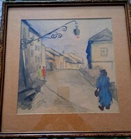 Sopron Fövényverem Street watercolor from the 1930s
