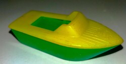 1970'S retro műanyag figurális PAPÍRBOLTOS plasztik ceruza hegyező SÁRGA ZÖLD MOTORCSÓNAK / YACHT