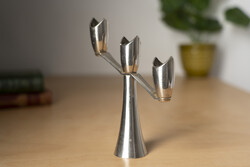 Mid Century Grenadier England Brutalist Silver-Plated Candle Holder / Retro / Modernist