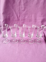 Régi, retró vintage stílusú talpas üvegpohár. Likőrös, sherry vagy pálinkás pohár készlet.