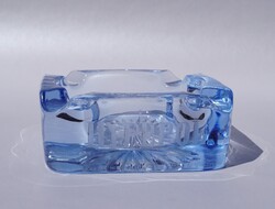 Old Antique Blue Glass Ashtray from the 1930s-40s with Hyperol Advertisement