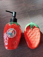 Strawberry Liquid Soap + Plain Soap Dispenser with Foam Holder