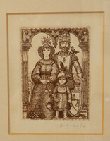 Artner Margit - Család, rézkarc, szignózott
