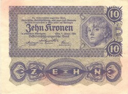 10 kronen korona 1922 Ausztria Magyarország 3.