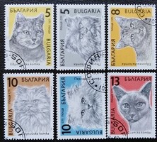 BUL3808-13p /  Bulgária 1989 Macskák bélyegsor pecsételt