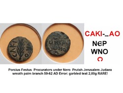 Nero provinciális pénze Judaea Prutah Porcius Festus procurator Verdehibás!