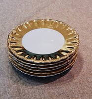 Elegant vintage Bavaria porcelain plate set with gold luster decoration – 6 pcs