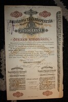 Záloglevél: Belvárosi Takarékpénztár Rt. 5000 Korona. 1922, Budapest.