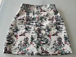 H&M szoknya jacquard anyagon madaras, tájképes mintával, 40-es méret